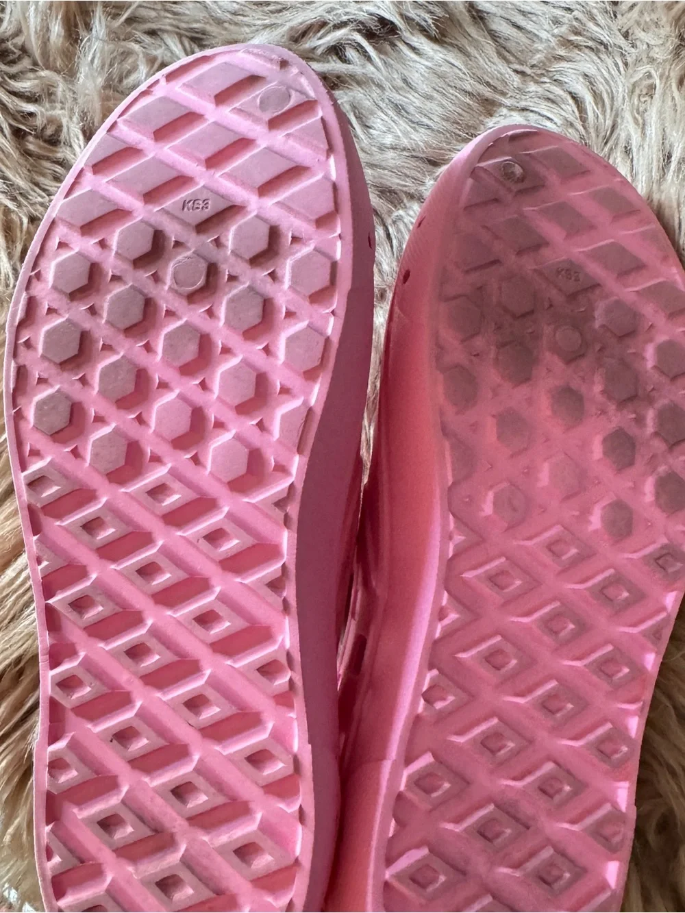 VANS Trk Youth Girls Slip-On Shoes Pink- Youth Kids Size 3 - checkerboard cutout